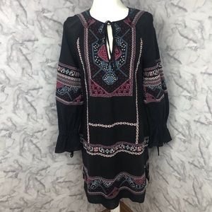 BCBGMaxazria Black Embroidered Lined Dress